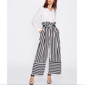 High-Waist Stripped Wide Leg Pants